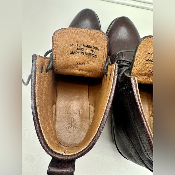 Frye Carson Lace Up Ankle Boots in Dark Brown 6.5 B, Frye Brown Booties - Picture 9 of 14